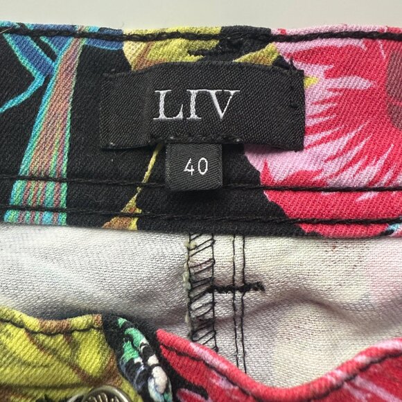 Liv Women’s Floral Print Slim Fit Jeans 40 EU /10 US Black Multicolor - Picture 3 of 3